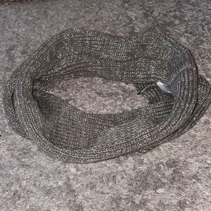 Gray Knit Infinity Scarf with Subtle Sparkles